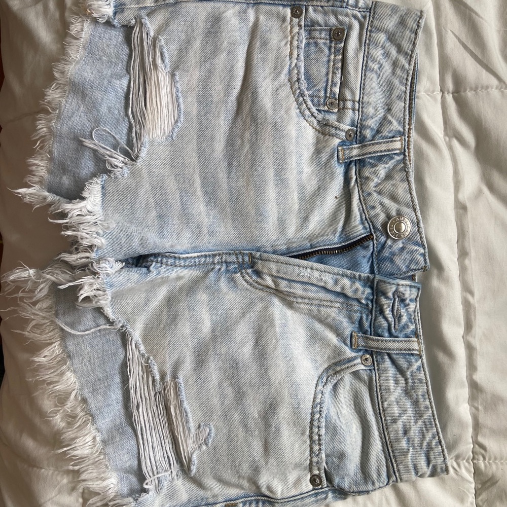 Light wash jean shorts